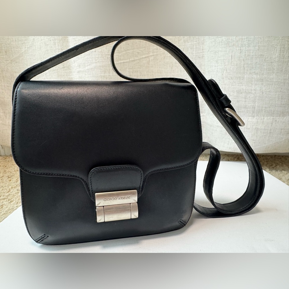 🔥RARE! Vintage Giorgio Armani Black Leather Bag